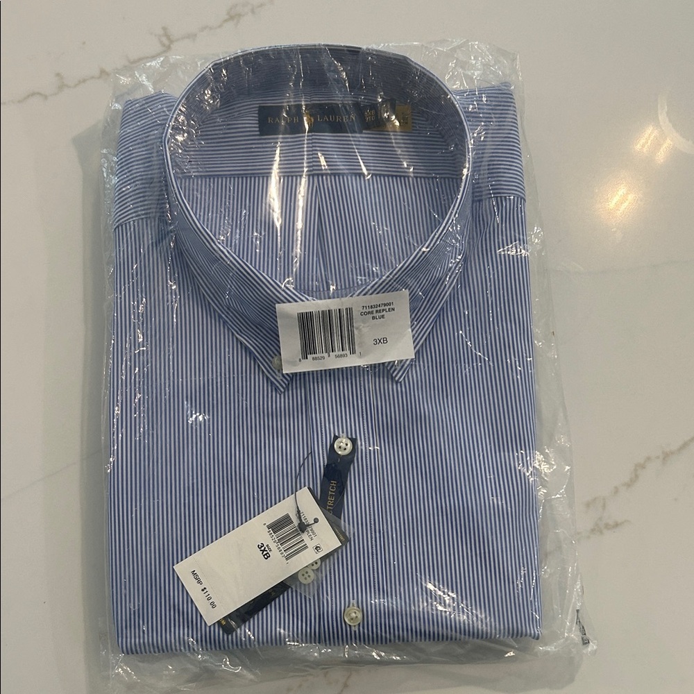 Ralph Lauren Men's Shirt in Blue and White Stripes